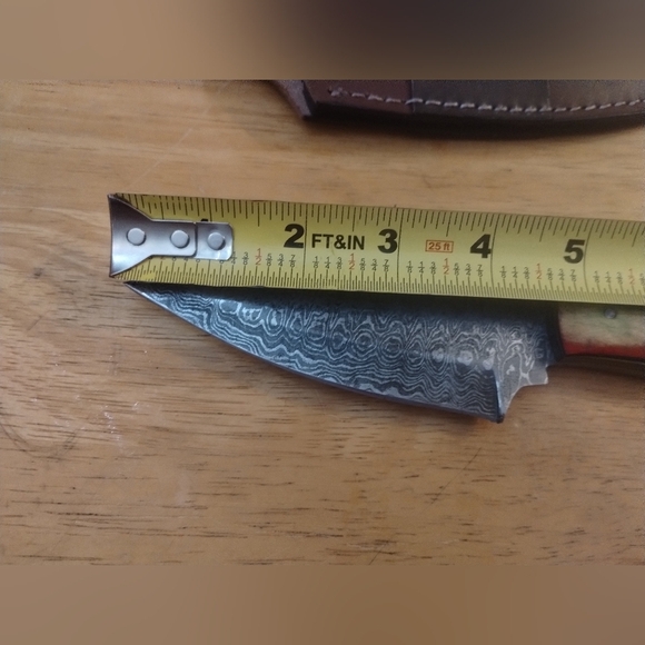 New Damascus steel blade men's hunting knife with sheath - Picture 6 of 8